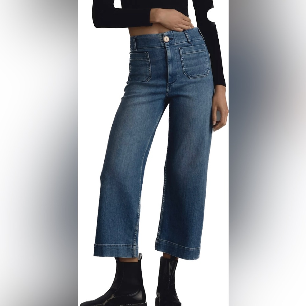 Anthropologie The Collette Cropped High-Rise Wide-Leg Jeans by Maeve